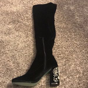 Betsey Johnson  OTK black velvet boots w/ sparkle!